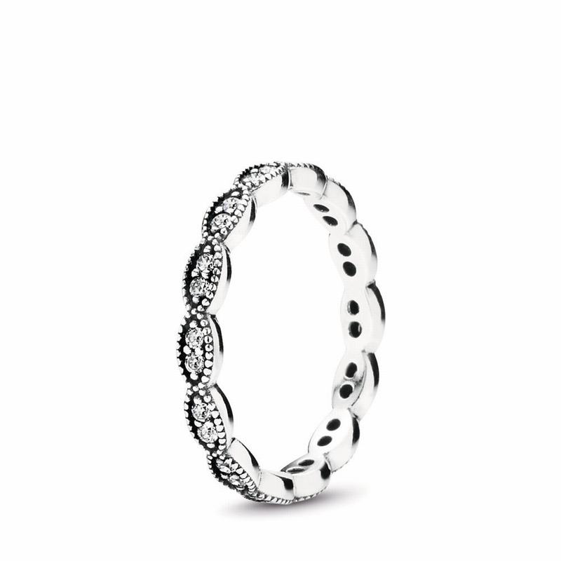 Pandora Sparkling Leaves Stackable Ring NZ, Sterling Silver (564901-ILR)